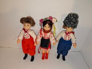 Lot 3 USSR CCCP KYIV Ukrainian 9" Dolls VASILINKA Folk Suit Tag